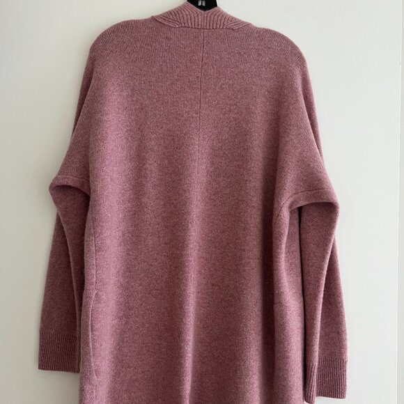 VINCE - Boiled Cashmere Open Rib Trim Cardigan, Heather Mauve, S - Picture 7 of 13